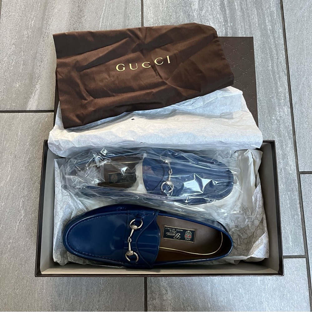 Gucci 1953 Special Edition Horsebit Royale Blue Smooth Leather Loafers MEN’S 8.5